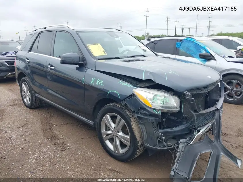 2014 Mercedes-Benz Ml 350 VIN: 4JGDA5JBXEA417165 Lot: 45628540