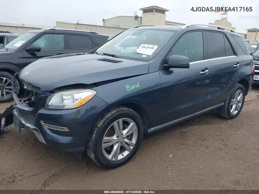 2014 Mercedes-Benz Ml 350 VIN: 4JGDA5JBXEA417165 Lot: 45628540