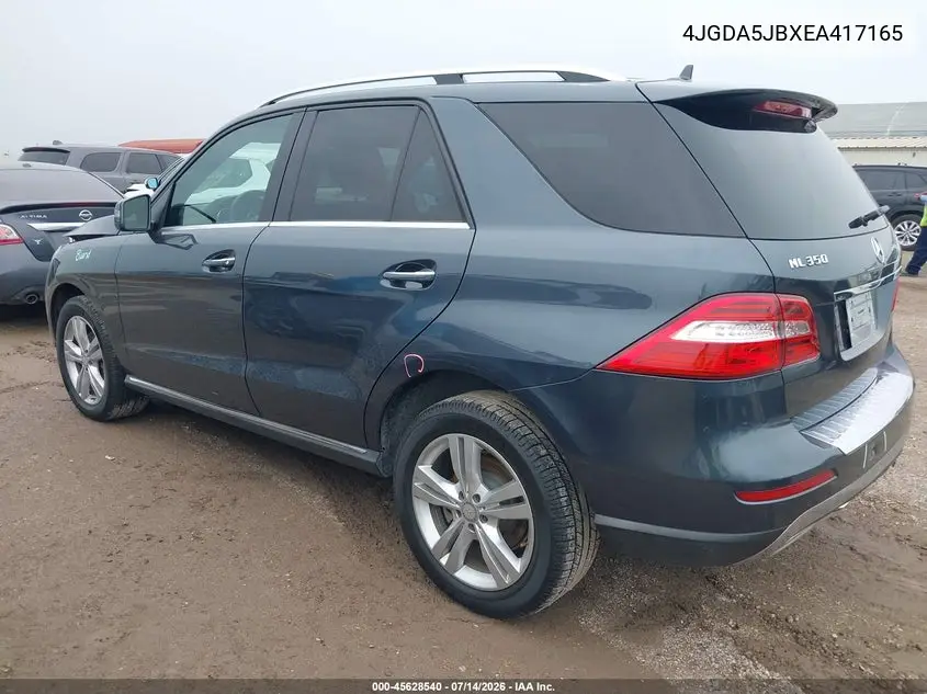 2014 Mercedes-Benz Ml 350 VIN: 4JGDA5JBXEA417165 Lot: 45628540