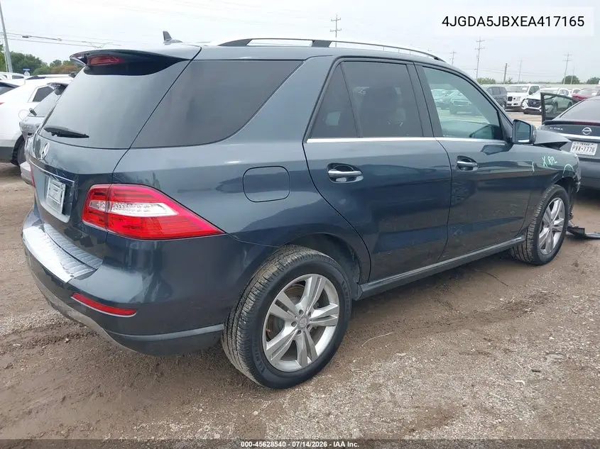 2014 Mercedes-Benz Ml 350 VIN: 4JGDA5JBXEA417165 Lot: 45628540