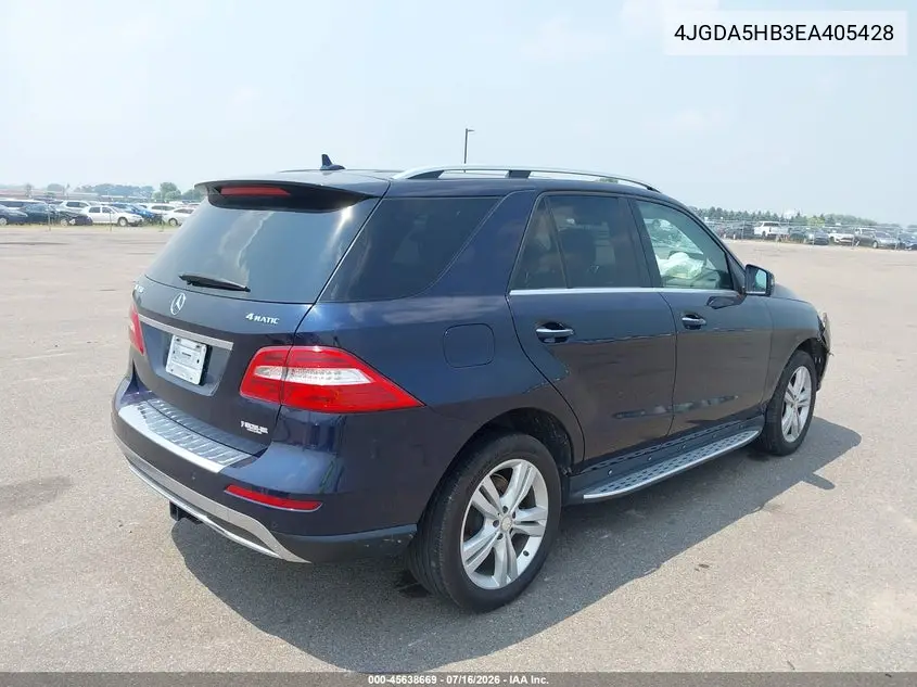 2014 Mercedes-Benz Ml 350 4Matic VIN: 4JGDA5HB3EA405428 Lot: 45638669