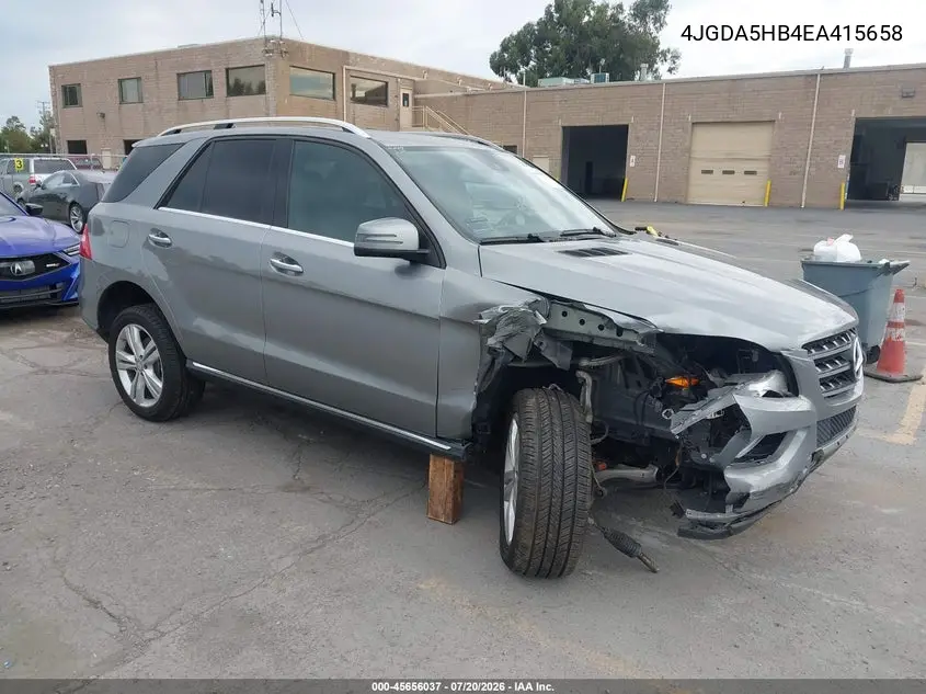 2014 Mercedes-Benz Ml 350 4Matic VIN: 4JGDA5HB4EA415658 Lot: 45656037