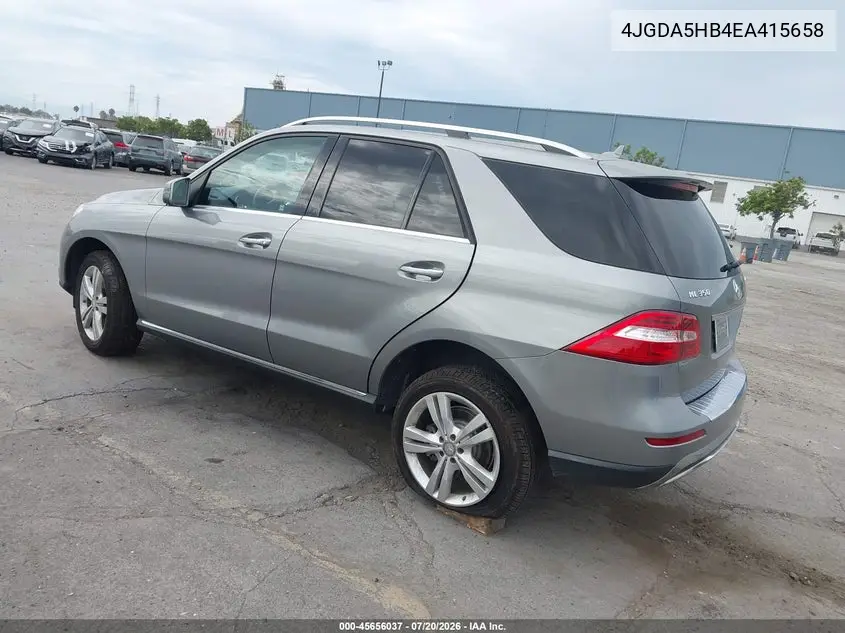 2014 Mercedes-Benz Ml 350 4Matic VIN: 4JGDA5HB4EA415658 Lot: 45656037