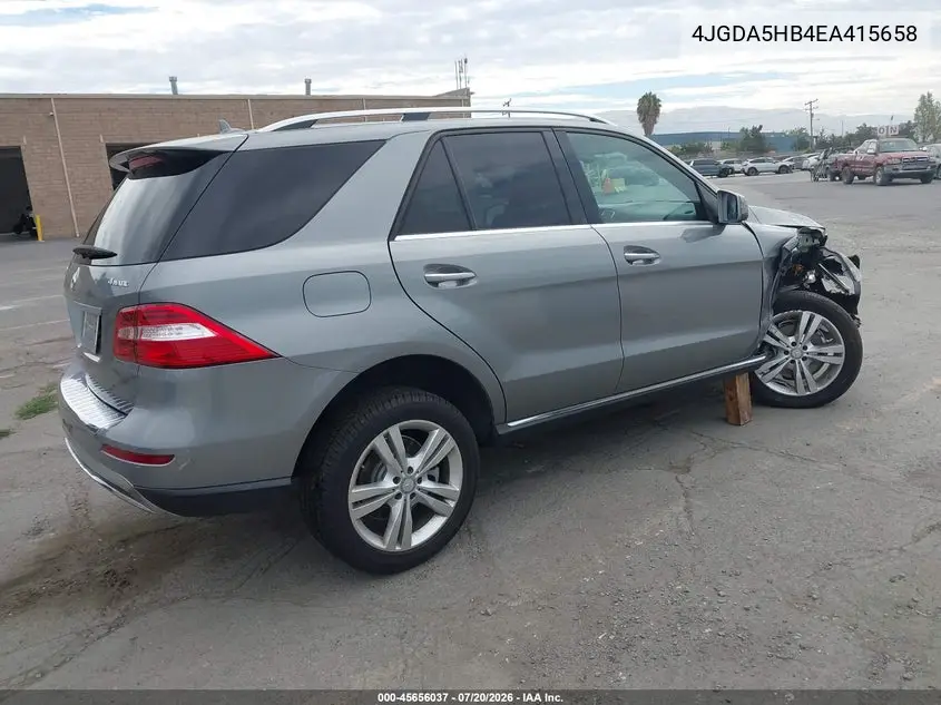 2014 Mercedes-Benz Ml 350 4Matic VIN: 4JGDA5HB4EA415658 Lot: 45656037