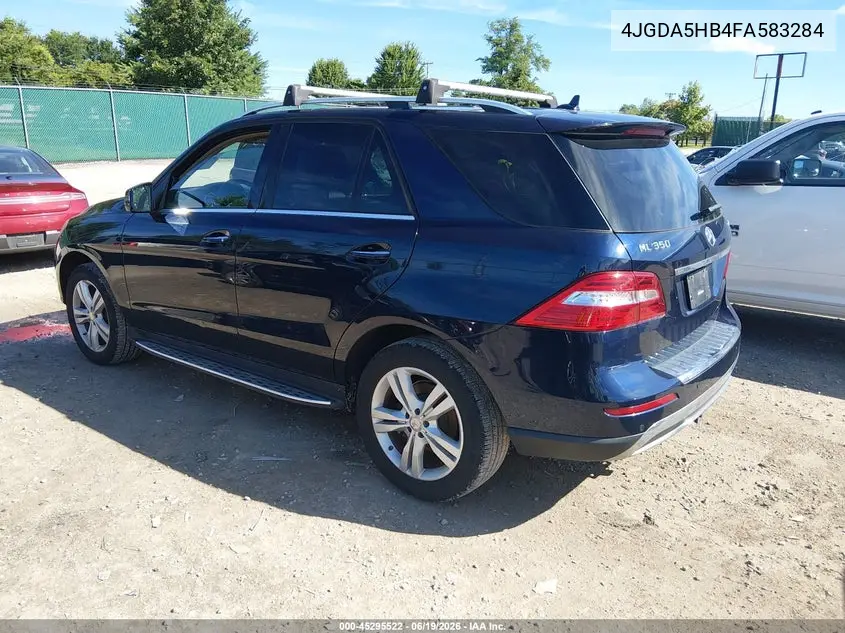 2015 Mercedes-Benz Ml 350 4Matic VIN: 4JGDA5HB4FA583284 Lot: 45295522