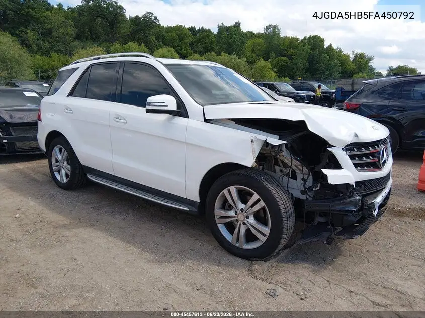 2015 Mercedes-Benz Ml 350 4Matic VIN: 4JGDA5HB5FA450792 Lot: 45457613