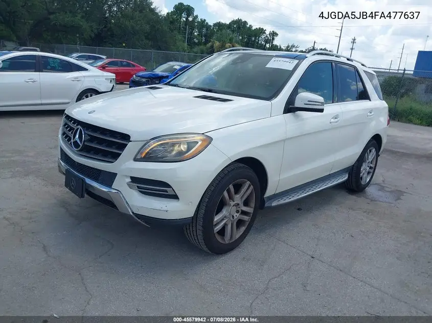2015 Mercedes-Benz Ml 350 VIN: 4JGDA5JB4FA477637 Lot: 45579942