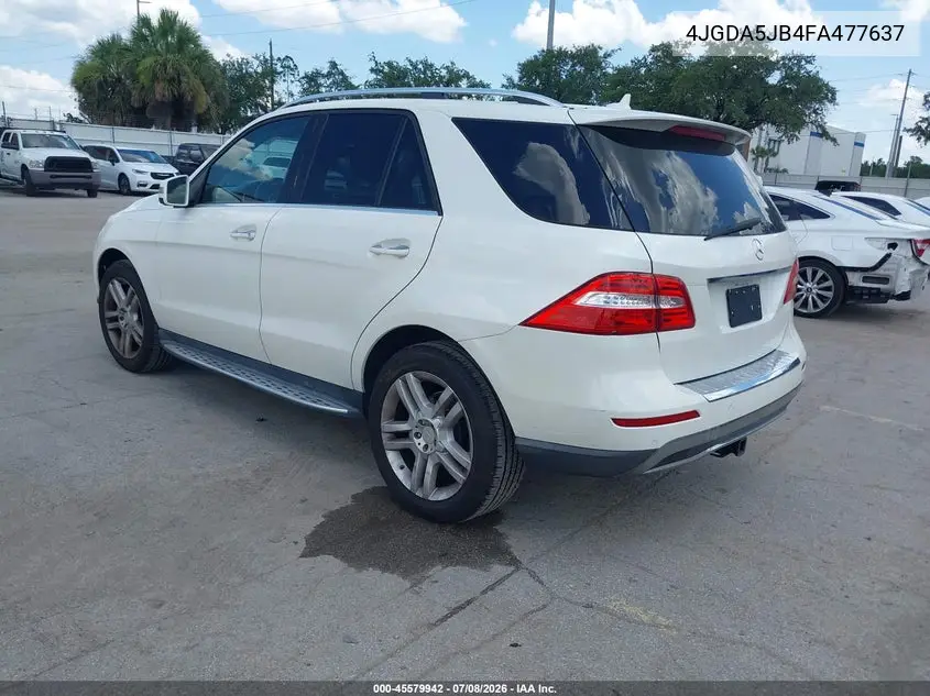 2015 Mercedes-Benz Ml 350 VIN: 4JGDA5JB4FA477637 Lot: 45579942