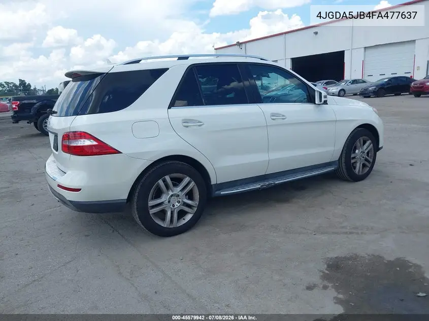 2015 Mercedes-Benz Ml 350 VIN: 4JGDA5JB4FA477637 Lot: 45579942