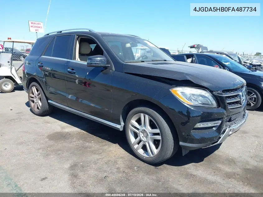 2015 Mercedes-Benz Ml 350 4Matic VIN: 4JGDA5HB0FA487734 Lot: 45586246