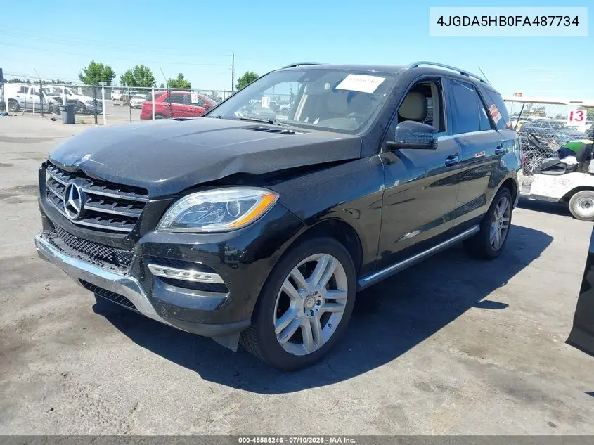2015 Mercedes-Benz Ml 350 4Matic VIN: 4JGDA5HB0FA487734 Lot: 45586246