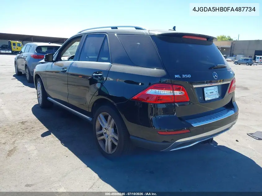 2015 Mercedes-Benz Ml 350 4Matic VIN: 4JGDA5HB0FA487734 Lot: 45586246