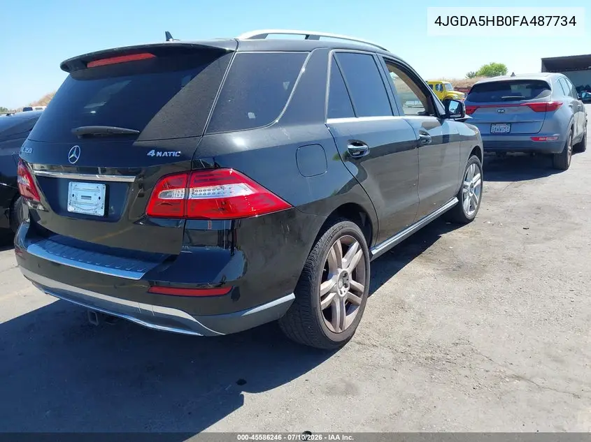2015 Mercedes-Benz Ml 350 4Matic VIN: 4JGDA5HB0FA487734 Lot: 45586246
