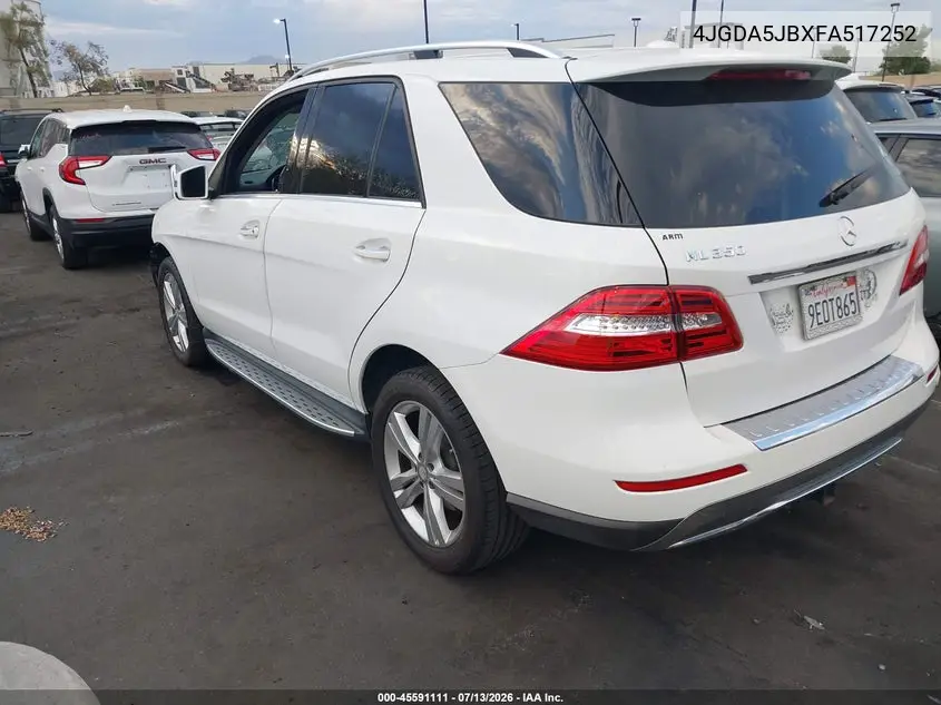 2015 Mercedes-Benz Ml 350 VIN: 4JGDA5JBXFA517252 Lot: 45591111