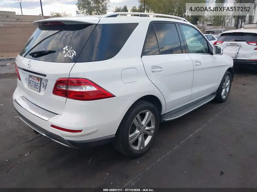 2015 Mercedes-Benz Ml 350 VIN: 4JGDA5JBXFA517252 Lot: 45591111
