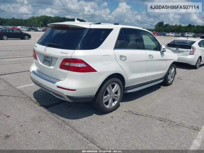 2015 Mercedes-Benz Ml 350 4Matic VIN: 4JGDA5HB6FA507114 Lot: 45600426