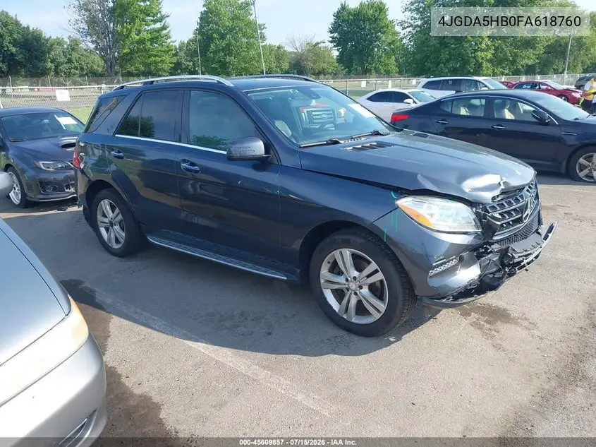 2015 Mercedes-Benz Ml 350 4Matic VIN: 4JGDA5HB0FA618760 Lot: 45609857