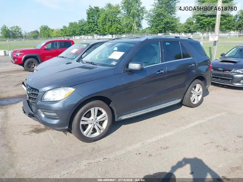 2015 Mercedes-Benz Ml 350 4Matic VIN: 4JGDA5HB0FA618760 Lot: 45609857