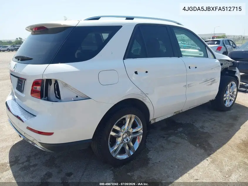 2015 Mercedes-Benz Ml 350 VIN: 4JGDA5JBXFA512715 Lot: 45672242
