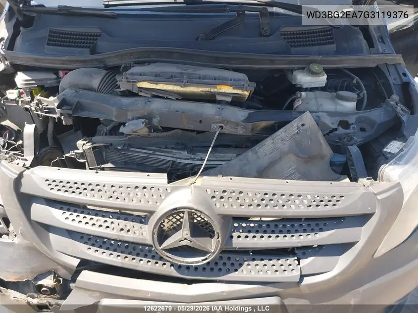 2016 Mercedes-Benz Metris VIN: WD3BG2EA7G3119376 Lot: 12622679