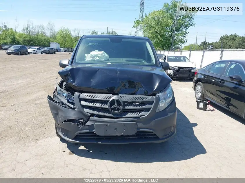 2016 Mercedes-Benz Metris VIN: WD3BG2EA7G3119376 Lot: 12622679
