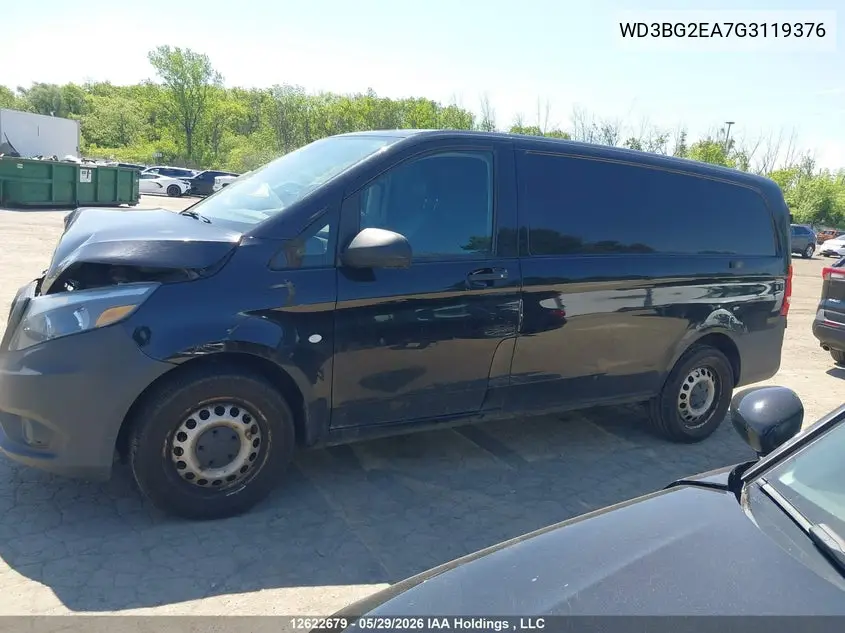 2016 Mercedes-Benz Metris VIN: WD3BG2EA7G3119376 Lot: 12622679