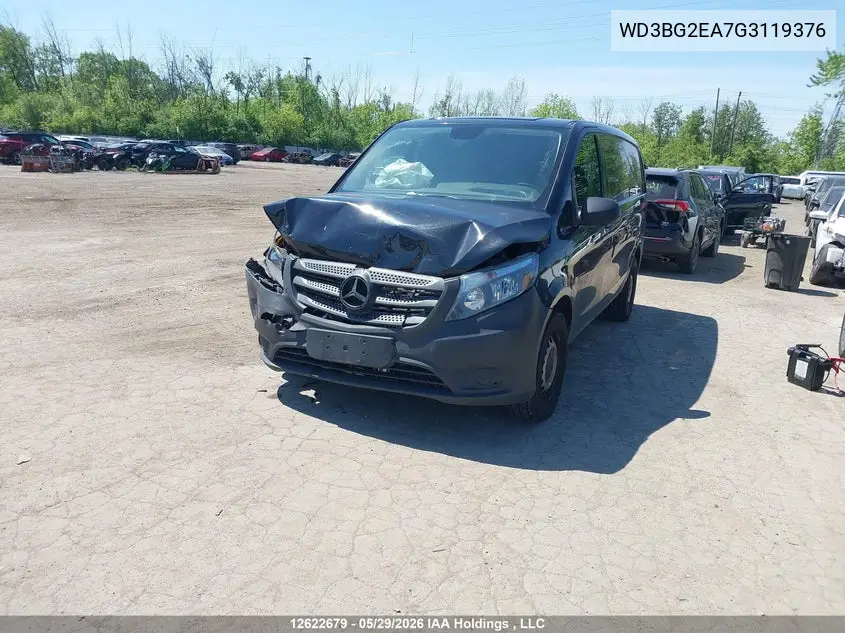 2016 Mercedes-Benz Metris VIN: WD3BG2EA7G3119376 Lot: 12622679