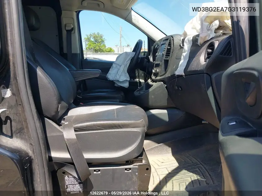 2016 Mercedes-Benz Metris VIN: WD3BG2EA7G3119376 Lot: 12622679