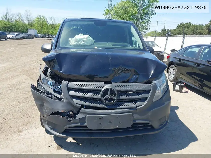 2016 Mercedes-Benz Metris VIN: WD3BG2EA7G3119376 Lot: 12622679
