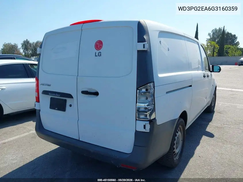 2016 Mercedes-Benz Metris VIN: WD3PG2EA6G3160359 Lot: 45150560