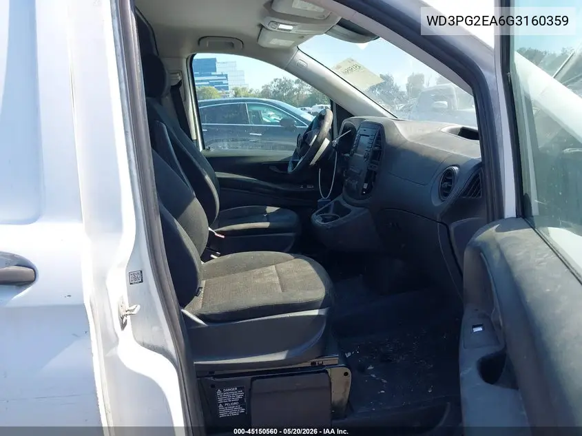 2016 Mercedes-Benz Metris VIN: WD3PG2EA6G3160359 Lot: 45150560