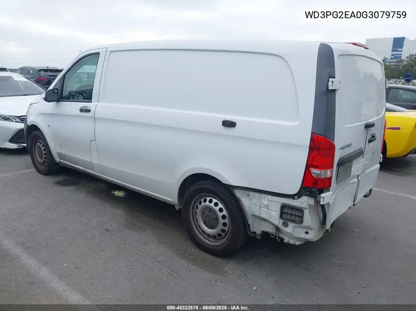2016 Mercedes-Benz Metris VIN: WD3PG2EA0G3079759 Lot: 45322578