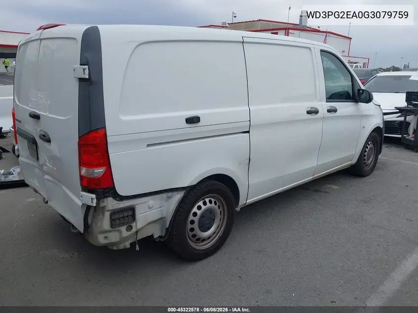 2016 Mercedes-Benz Metris VIN: WD3PG2EA0G3079759 Lot: 45322578