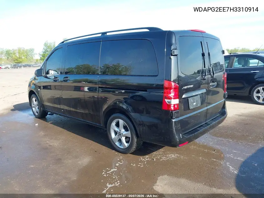2017 Mercedes-Benz Metris VIN: WDAPG2EE7H3310914 Lot: 45029137