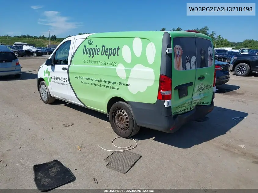 2017 Mercedes-Benz Metris VIN: WD3PG2EA2H3218498 Lot: 45451391