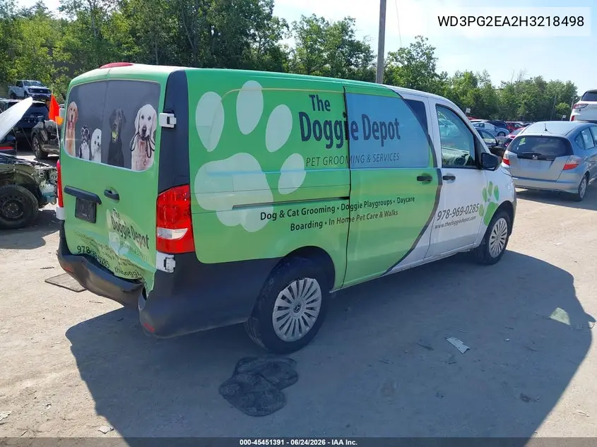 2017 Mercedes-Benz Metris VIN: WD3PG2EA2H3218498 Lot: 45451391