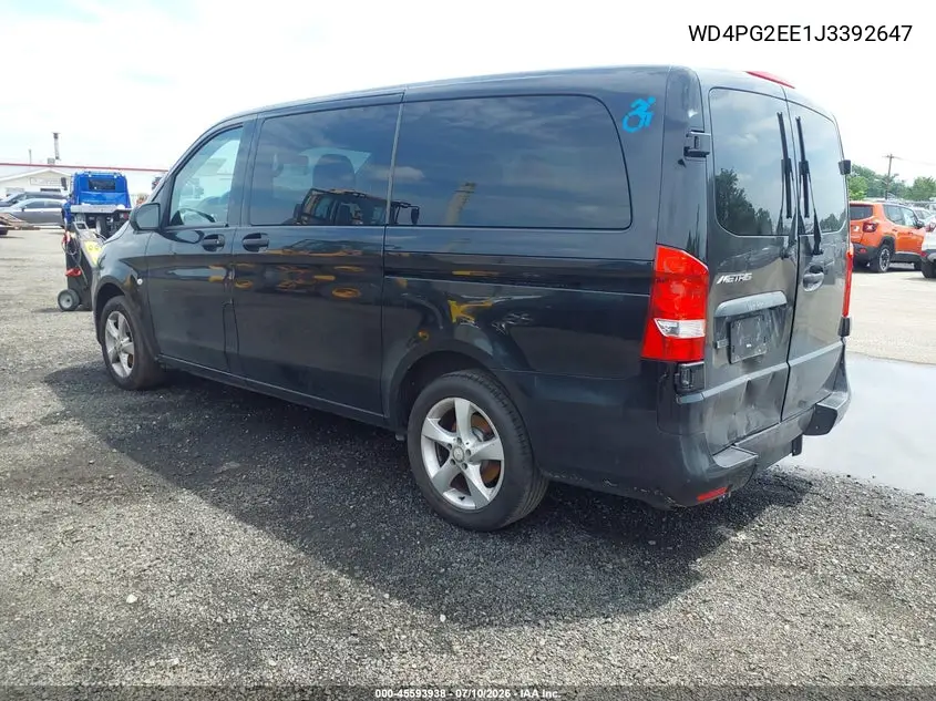 2018 Mercedes-Benz Metris VIN: WD4PG2EE1J3392647 Lot: 45593938