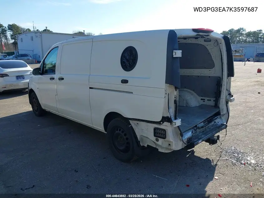 2019 Mercedes-Benz Metris VIN: WD3PG3EA7K3597687 Lot: 44643882