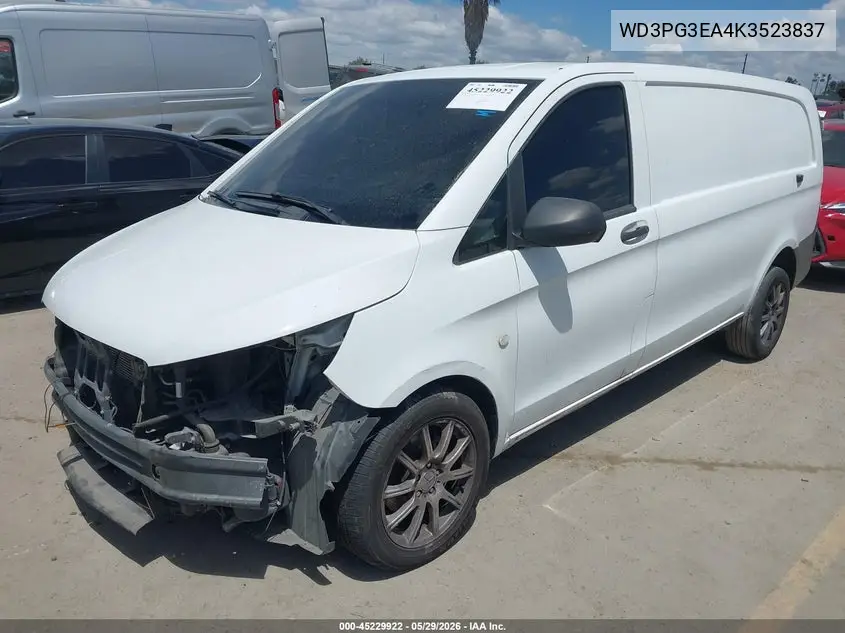 2019 Mercedes-Benz Metris VIN: WD3PG3EA4K3523837 Lot: 45229922