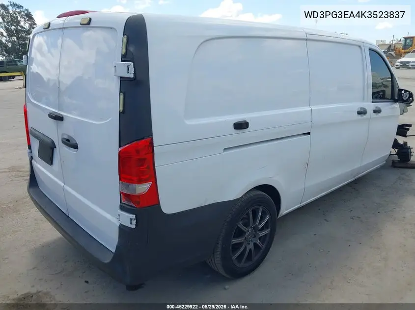 2019 Mercedes-Benz Metris VIN: WD3PG3EA4K3523837 Lot: 45229922