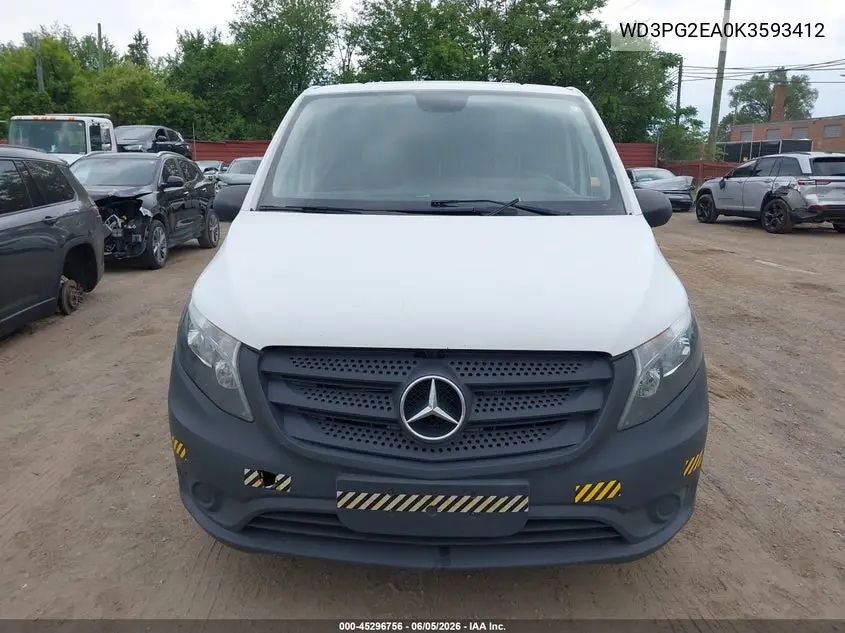 2019 Mercedes-Benz Metris VIN: WD3PG2EA0K3593412 Lot: 45296756