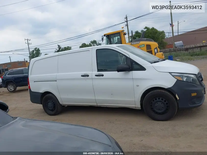 2019 Mercedes-Benz Metris VIN: WD3PG2EA0K3593412 Lot: 45296756