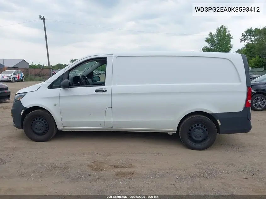 2019 Mercedes-Benz Metris VIN: WD3PG2EA0K3593412 Lot: 45296756