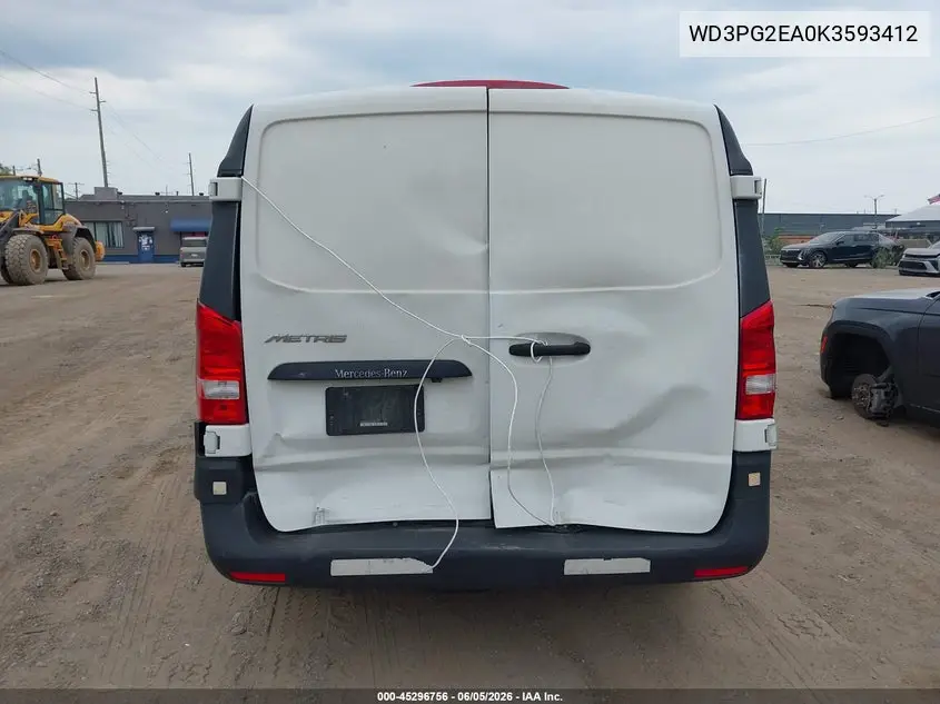 2019 Mercedes-Benz Metris VIN: WD3PG2EA0K3593412 Lot: 45296756