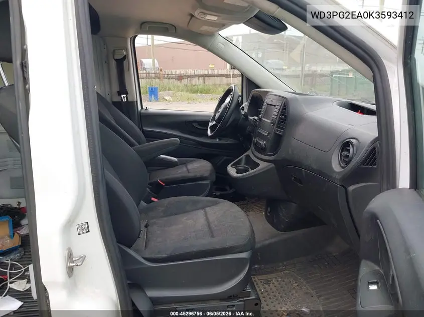 2019 Mercedes-Benz Metris VIN: WD3PG2EA0K3593412 Lot: 45296756