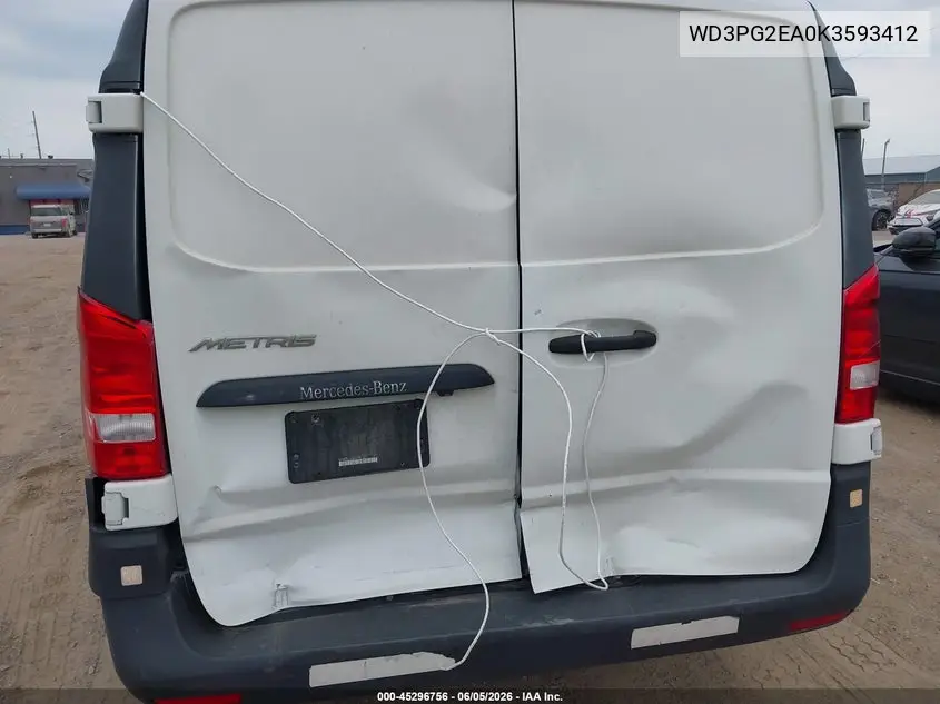 2019 Mercedes-Benz Metris VIN: WD3PG2EA0K3593412 Lot: 45296756