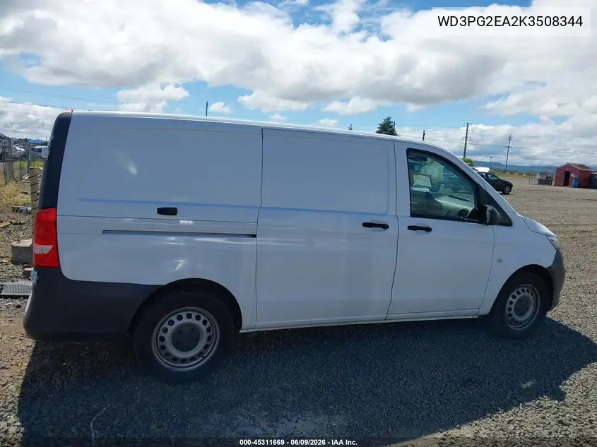 2019 Mercedes-Benz Metris VIN: WD3PG2EA2K3508344 Lot: 45311669