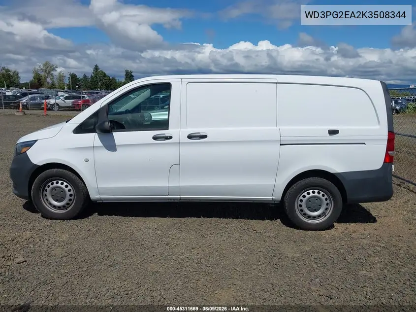 2019 Mercedes-Benz Metris VIN: WD3PG2EA2K3508344 Lot: 45311669