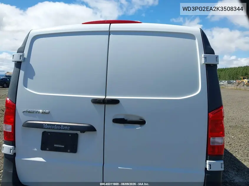 2019 Mercedes-Benz Metris VIN: WD3PG2EA2K3508344 Lot: 45311669