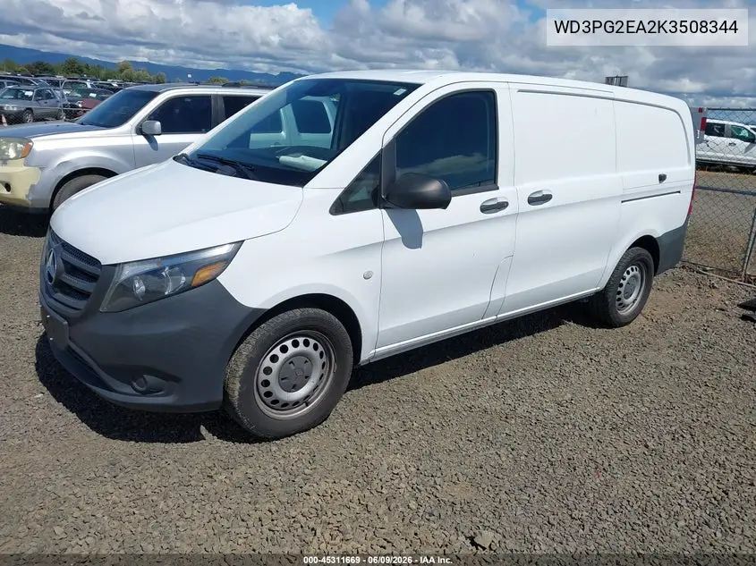 2019 Mercedes-Benz Metris VIN: WD3PG2EA2K3508344 Lot: 45311669